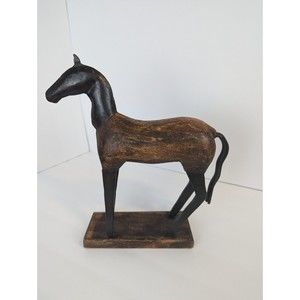 Horse Folk Art Modern Wood Metal Iron Farm Animal Primitive Rustic Statue Decor